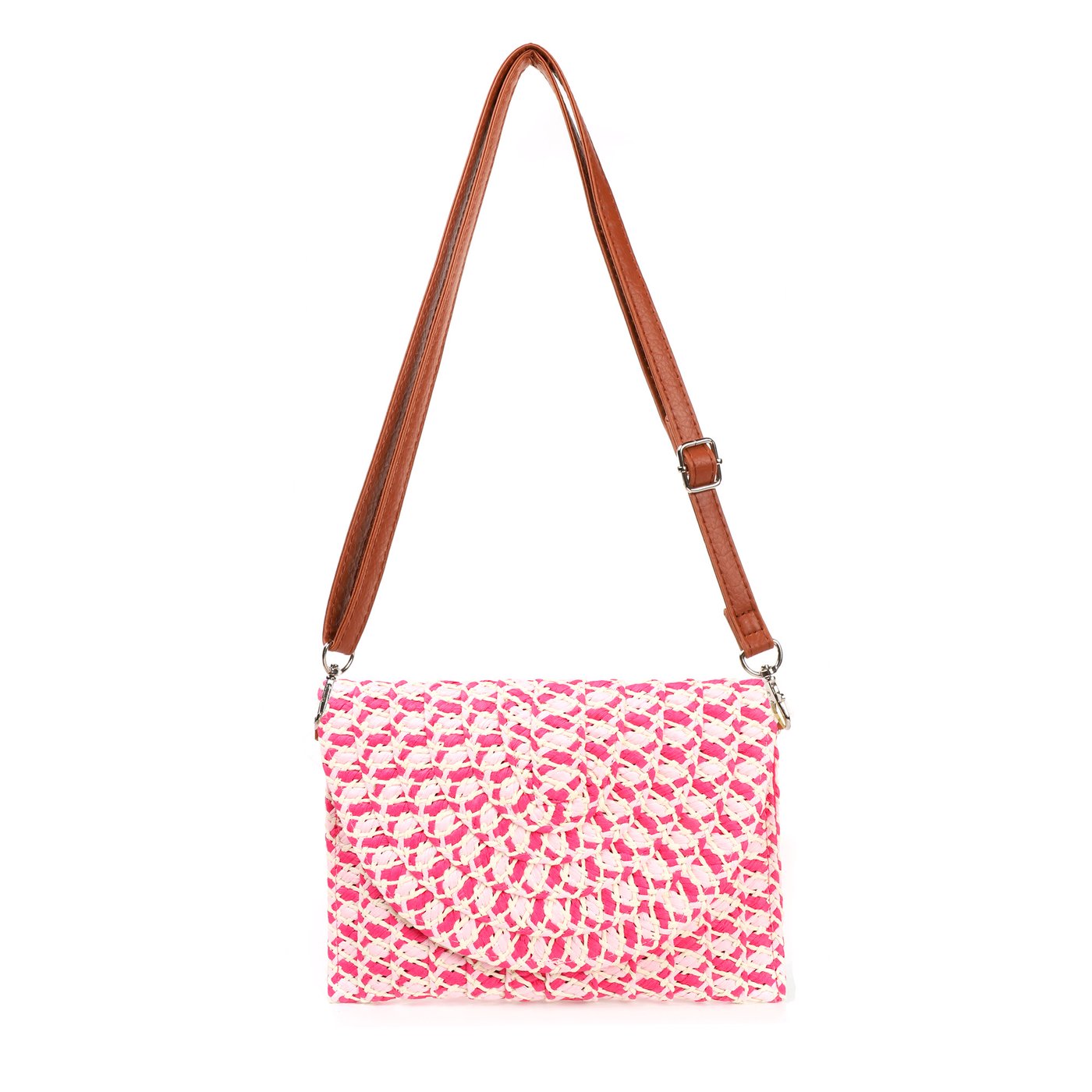 Straw shoulder bag in intertwined colors GB