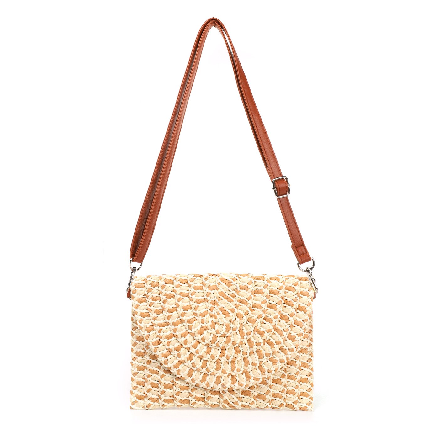 Straw shoulder bag in intertwined colors GB