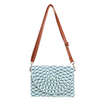 Straw shoulder bag in intertwined colors GB