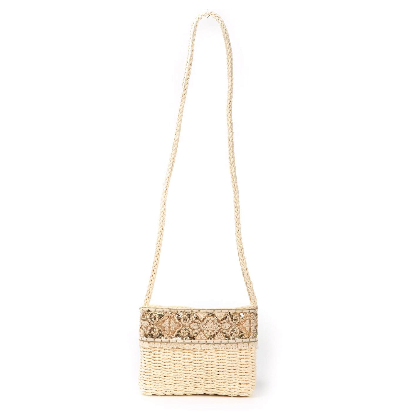 Raffia bag with embroidery and sequins GB