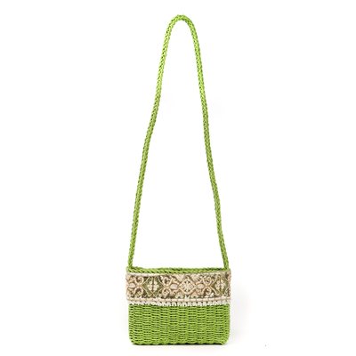 Raffia bag with embroidery and sequins GB