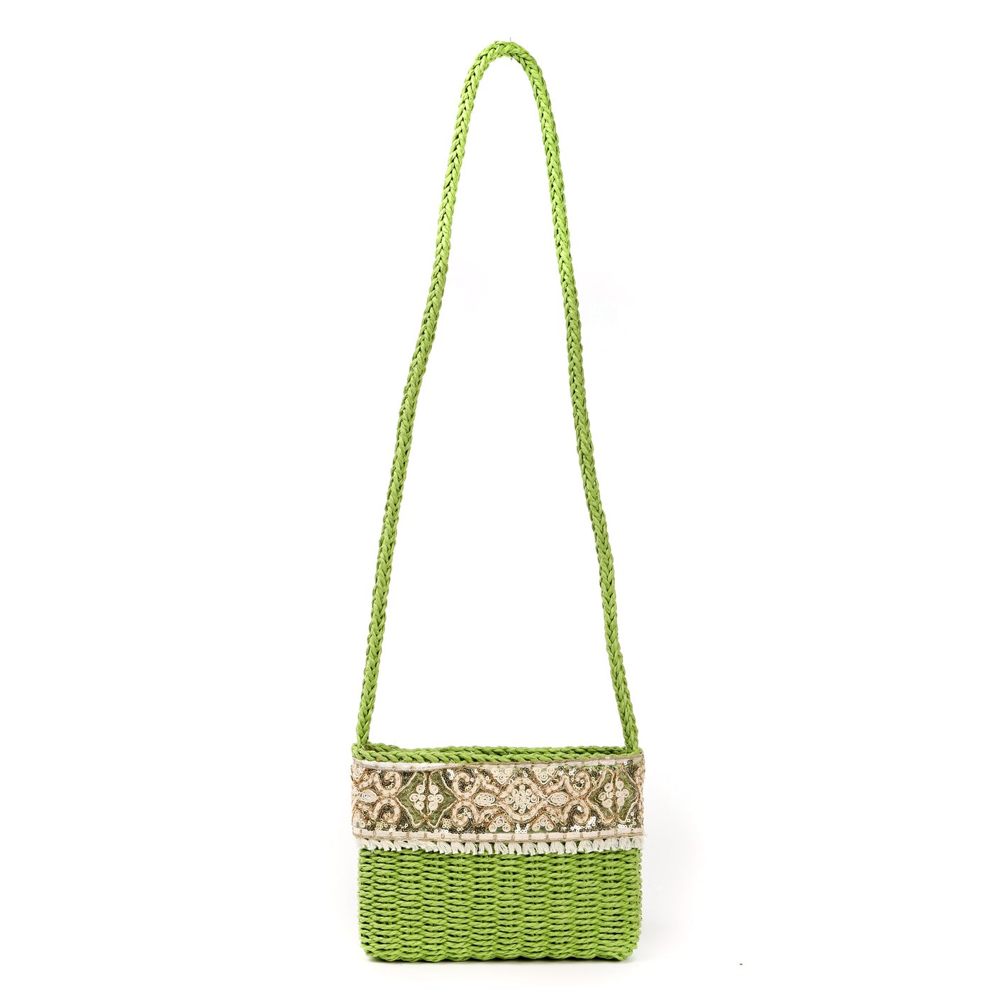 Bolso de rafia con bordados y lentejuelas GB