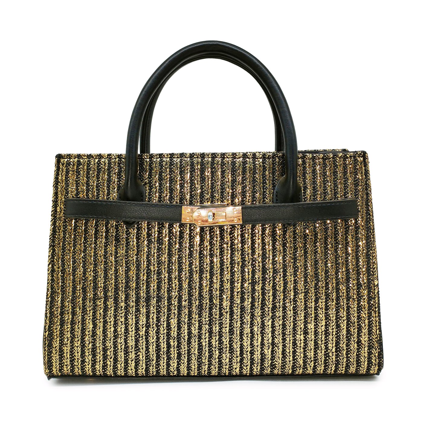 Raffia handbag with GB detail