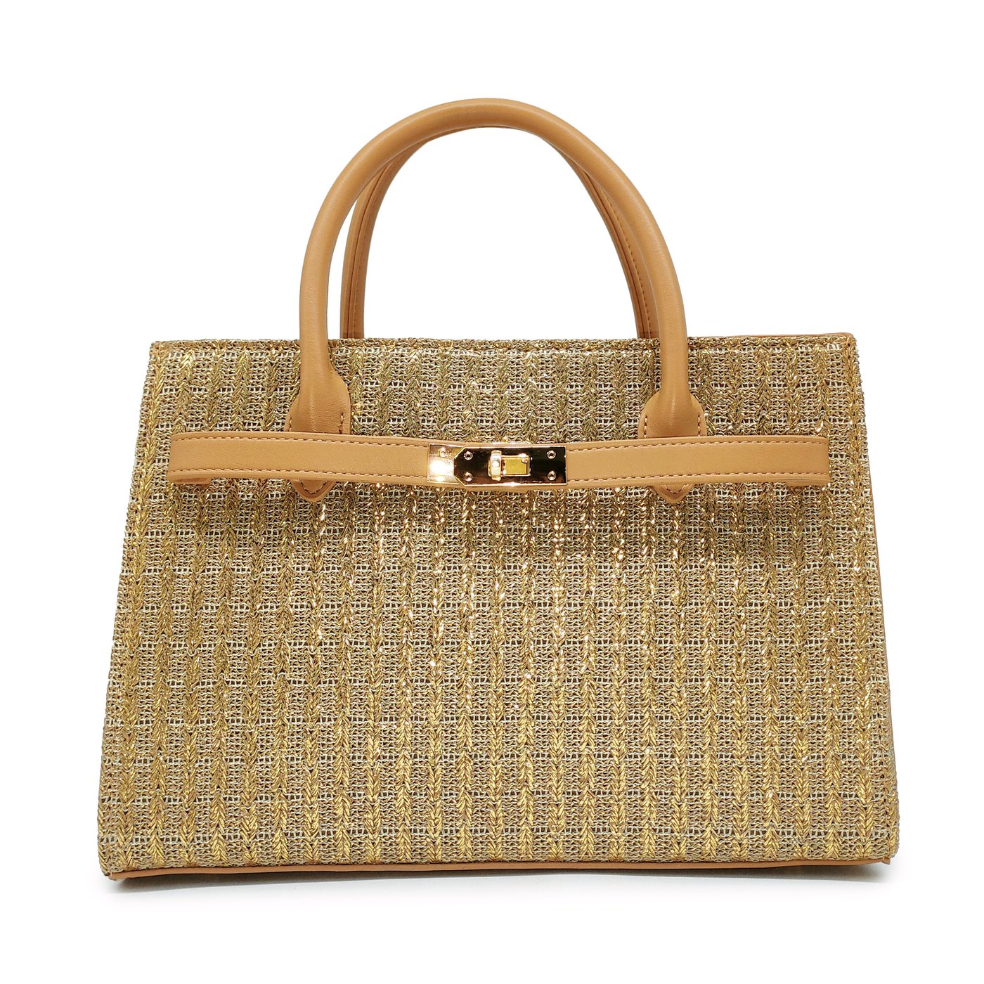 Raffia handbag with GB detail