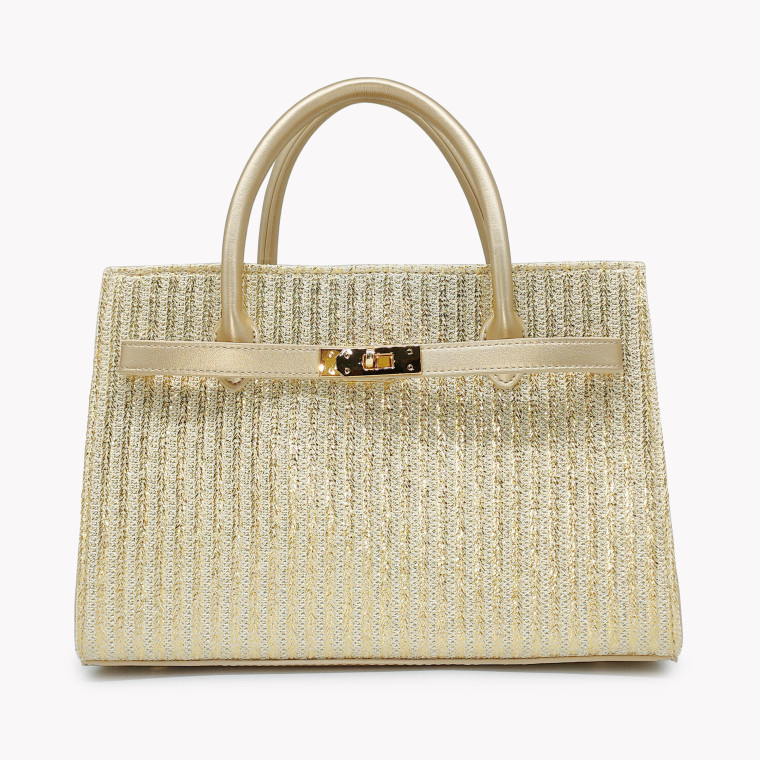 Raffia handbag with GB detail