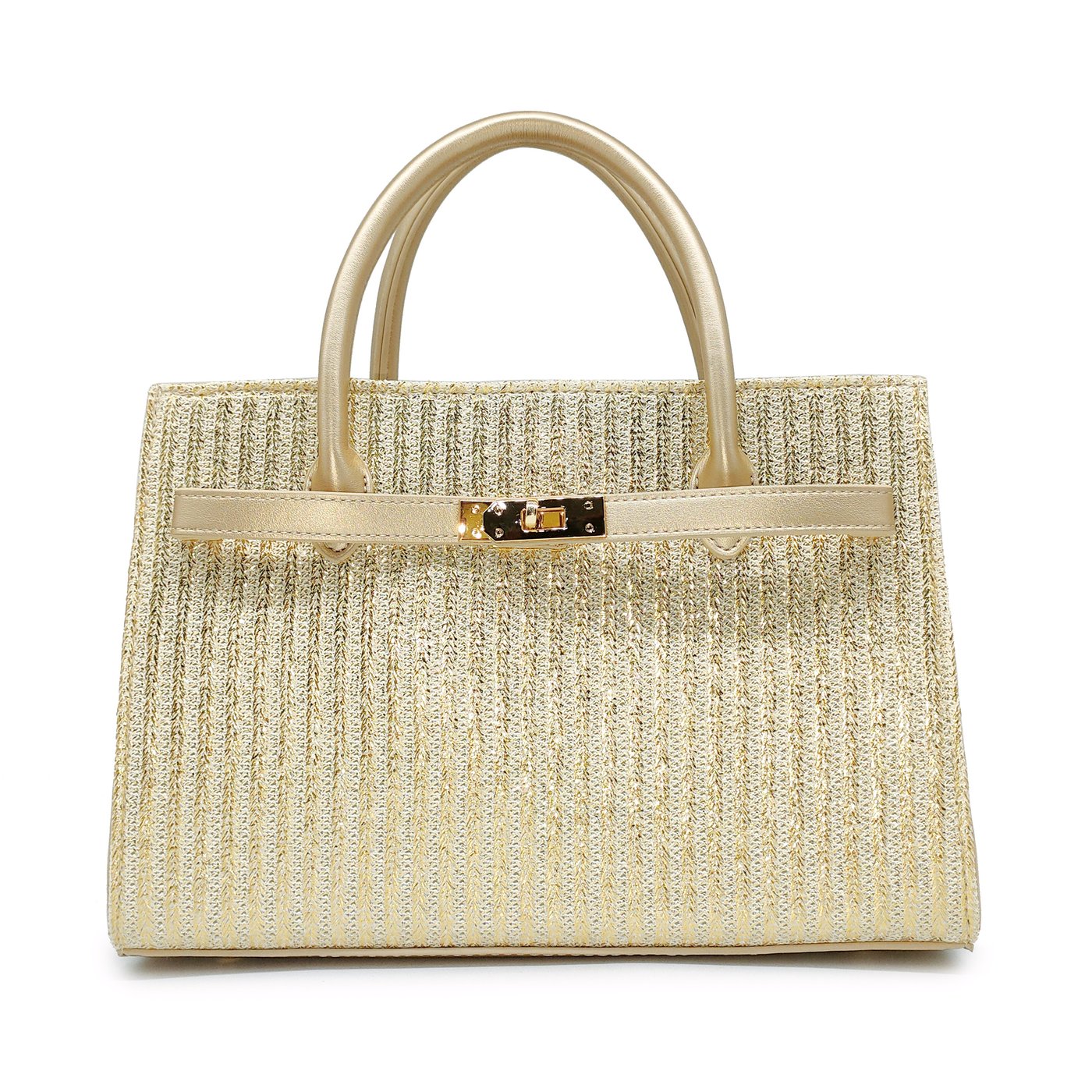 Raffia handbag with GB detail