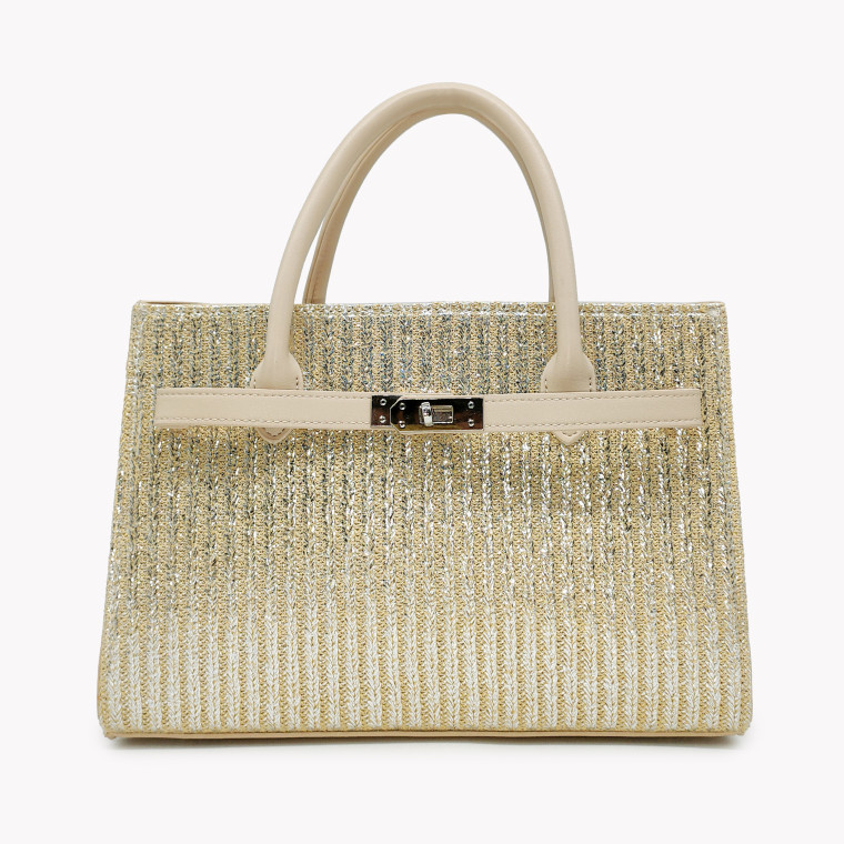 Raffia handbag with GB detail