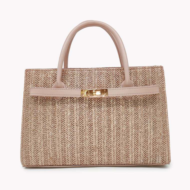 Raffia handbag with GB detail