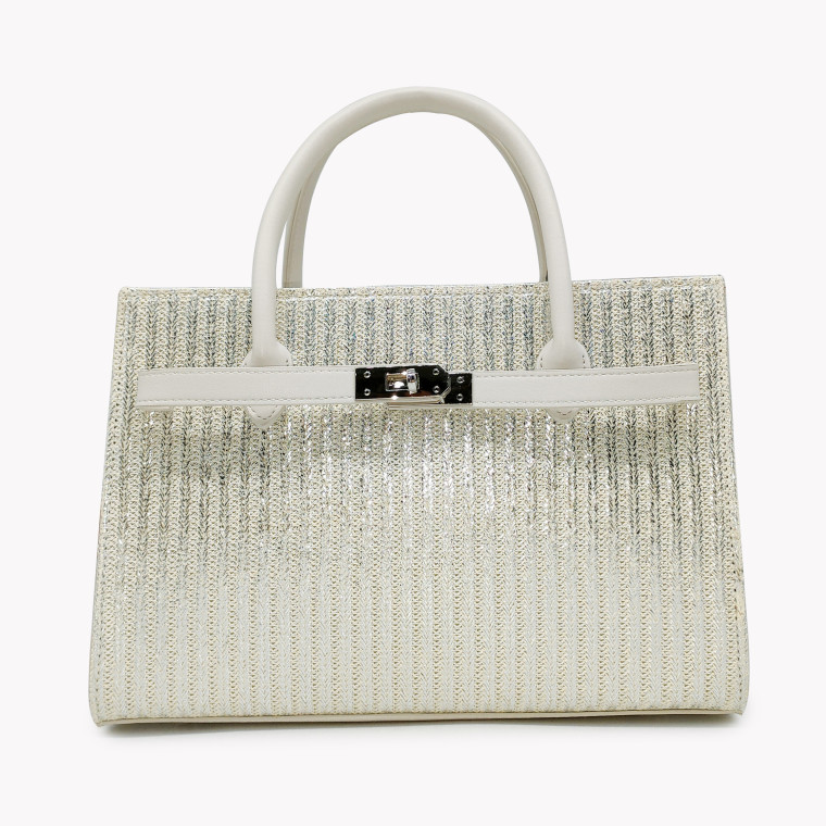 Raffia handbag with GB detail