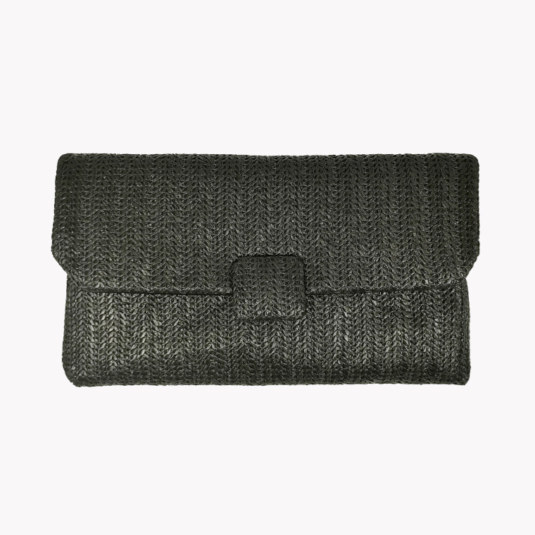 GB raffia clutch bag