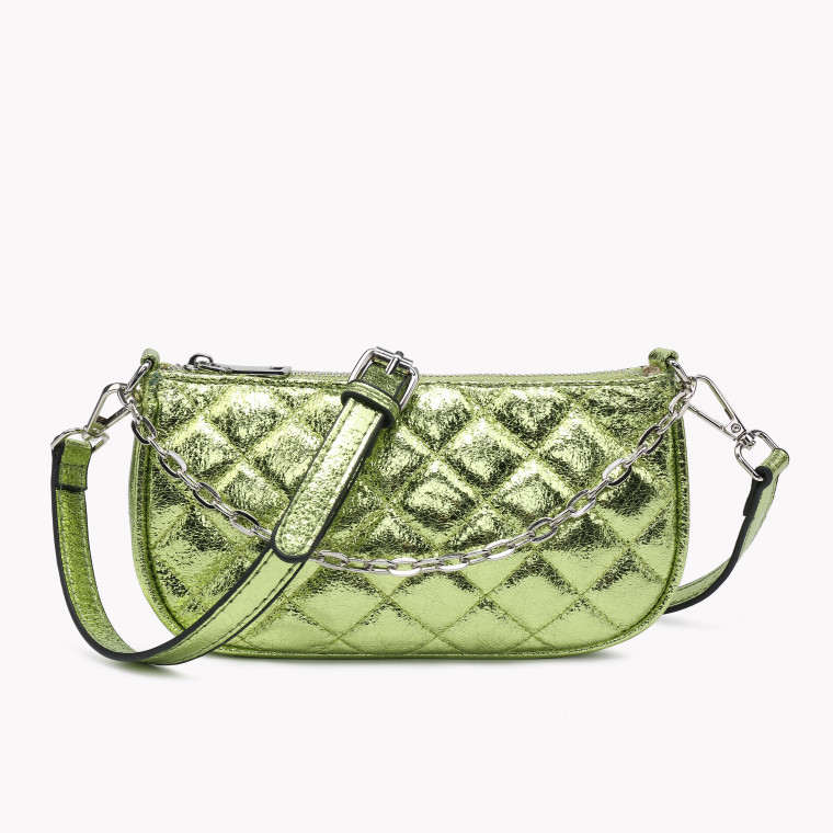 GB metallic quilted crossbody bag