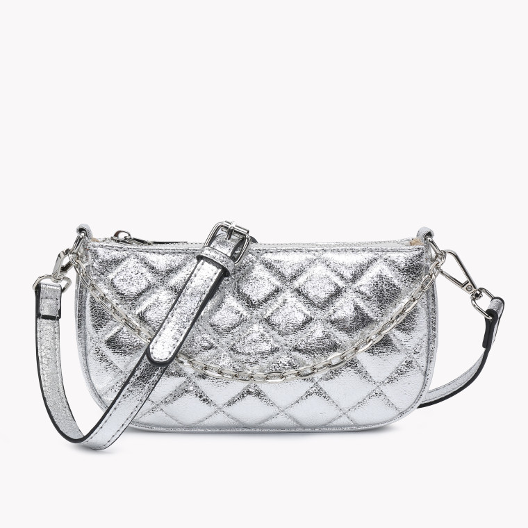 GB metallic quilted crossbody bag