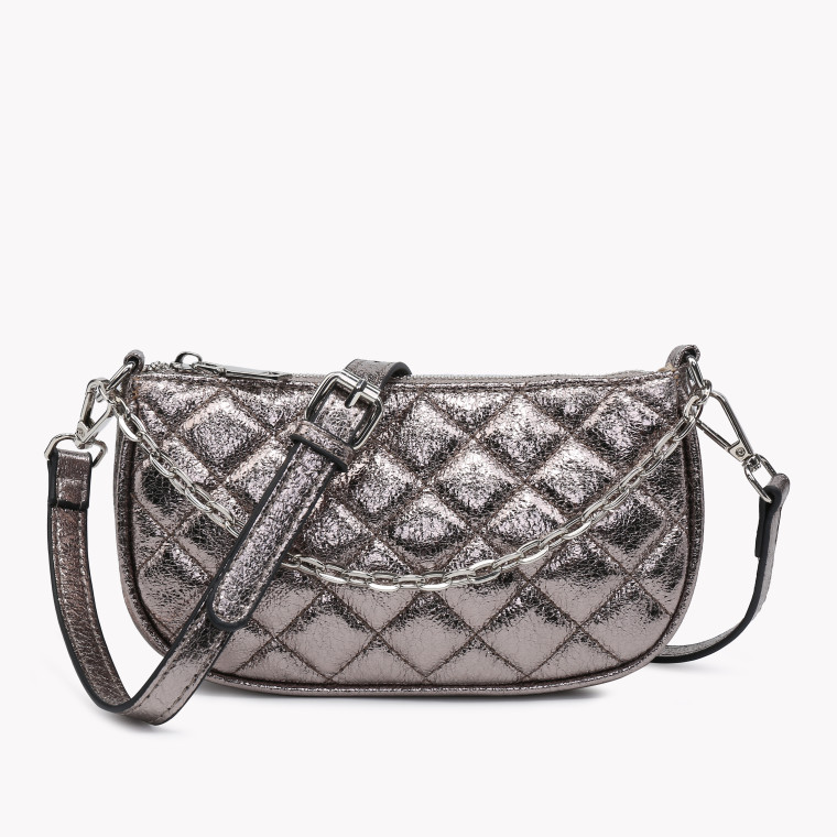 GB metallic quilted crossbody bag