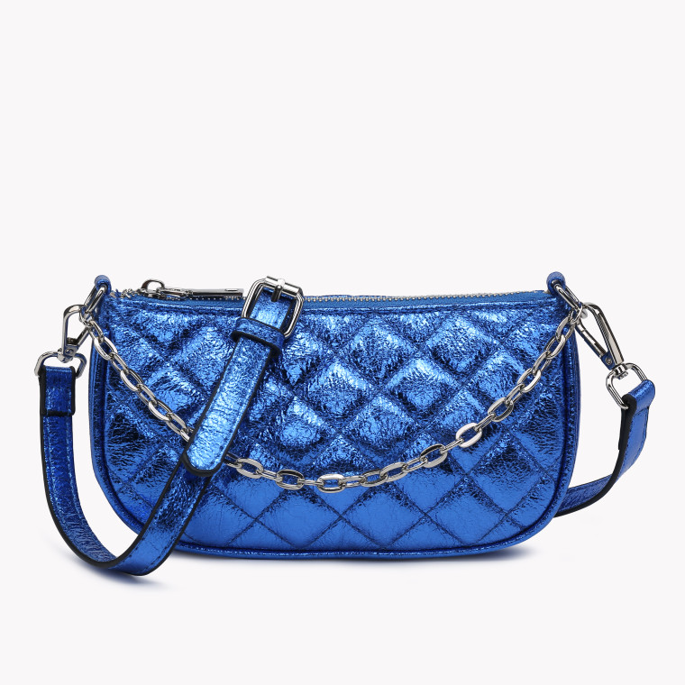 GB metallic quilted crossbody bag