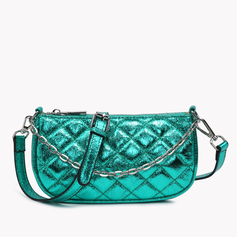 GB metallic quilted crossbody bag