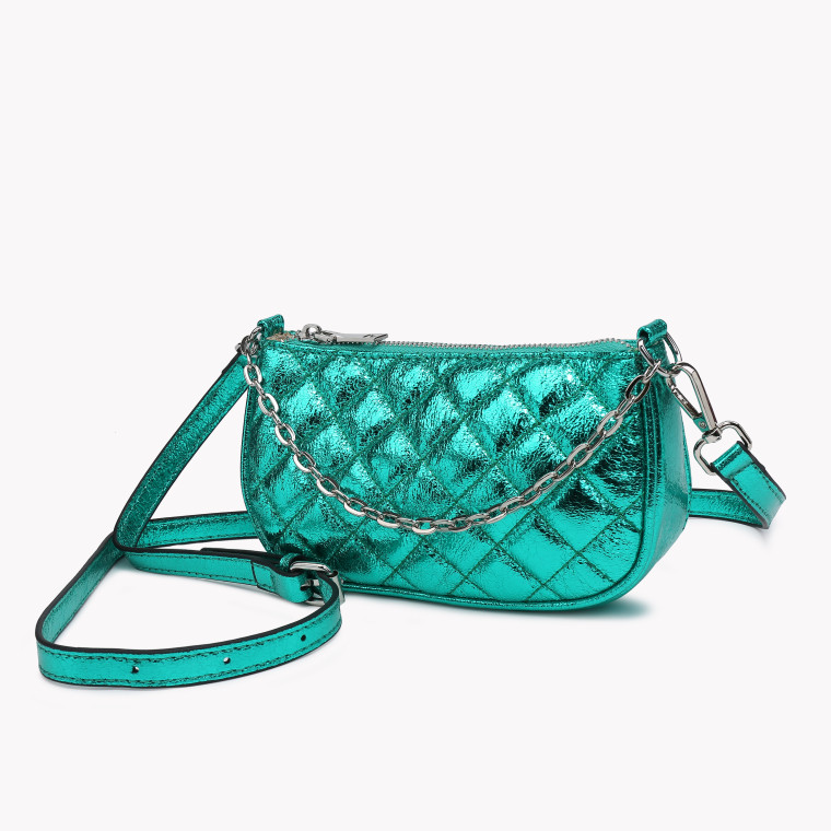 GB metallic quilted crossbody bag