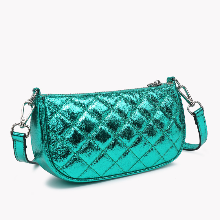 GB metallic quilted crossbody bag