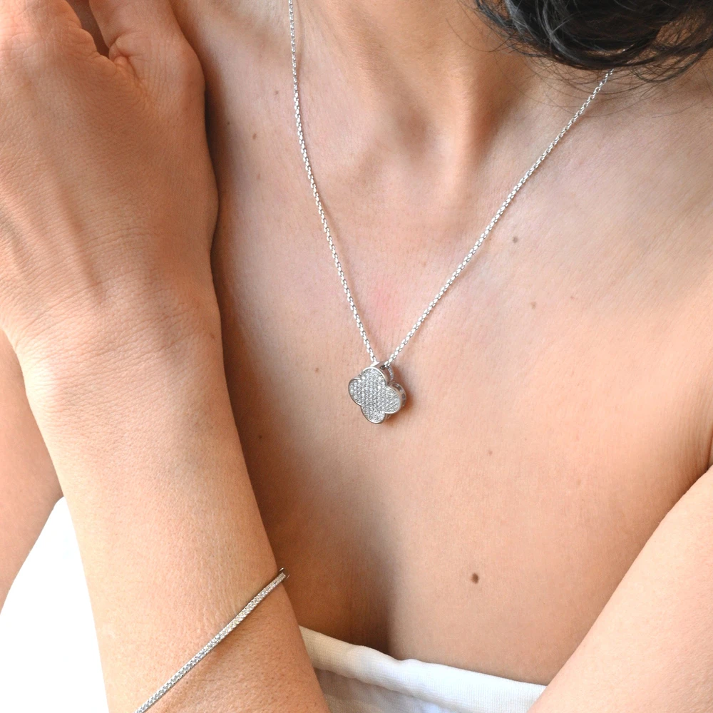 Semi precious necklace clover brilliants GB