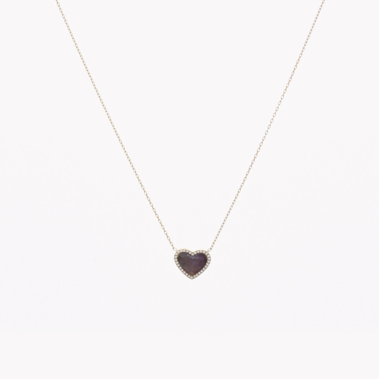 Necklace stainless steel natural stone heart GB