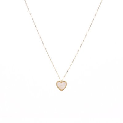 Collier en acier coeur texture et nacre GB