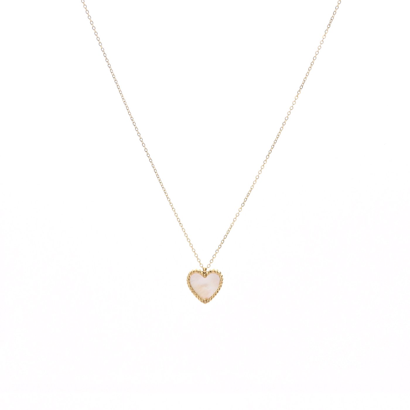 Collier en acier coeur texture et nacre GB