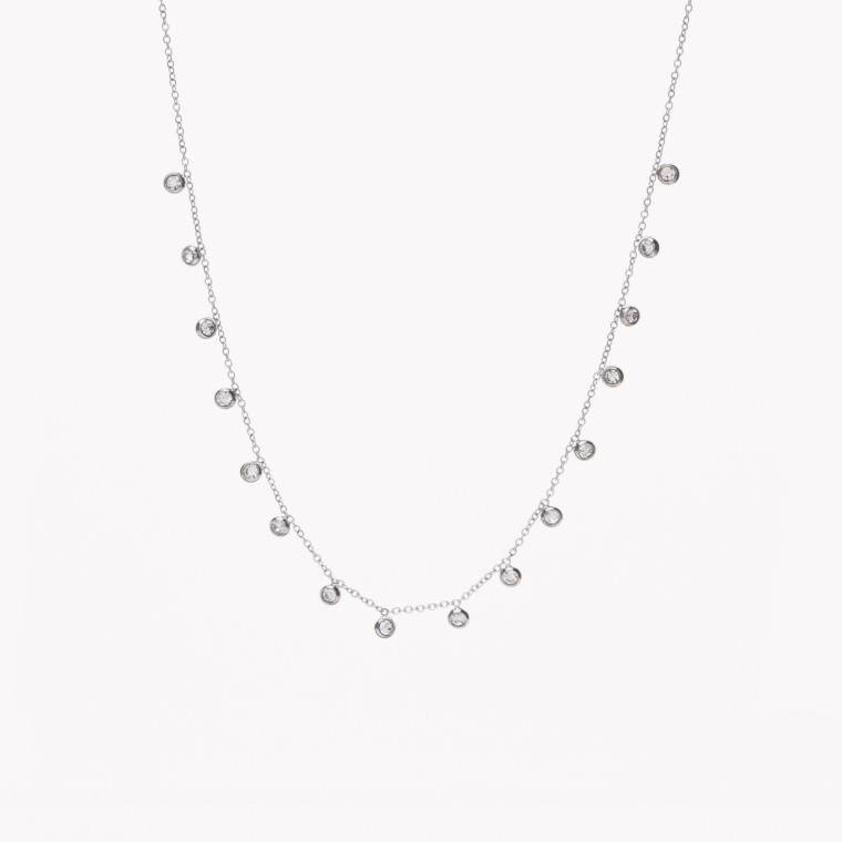 Steel necklace zirconia stones GB