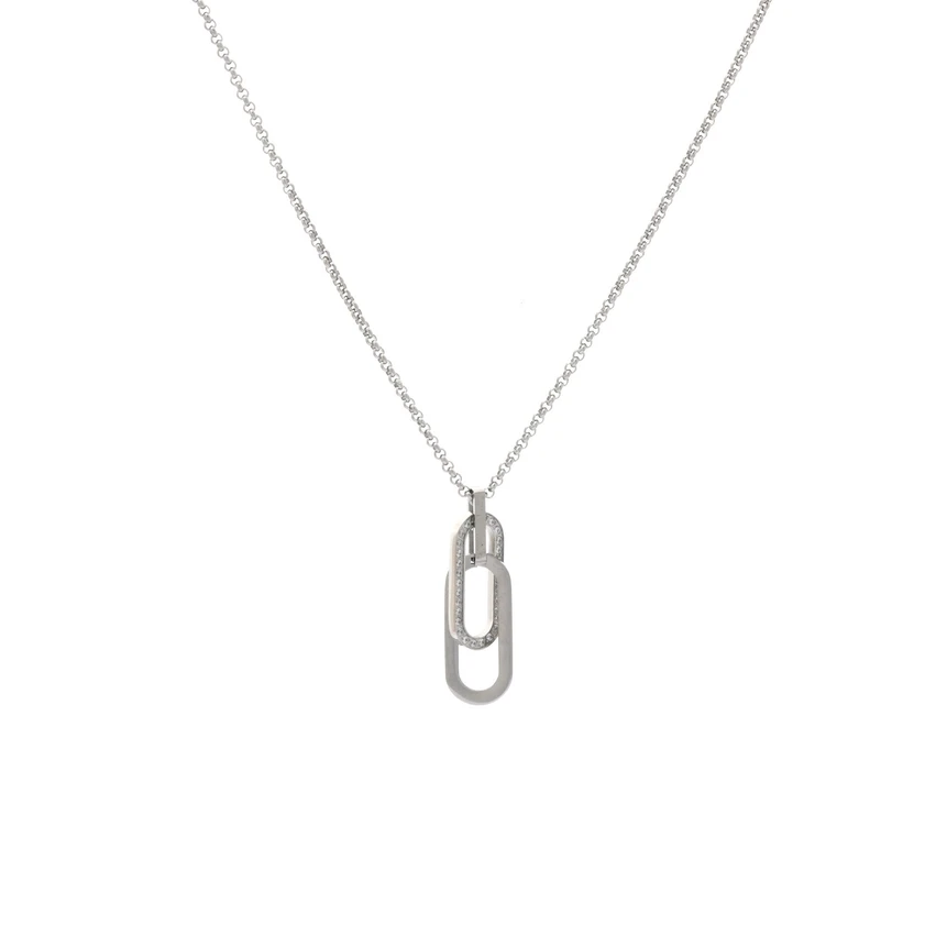 Steel necklace with pendant double GB