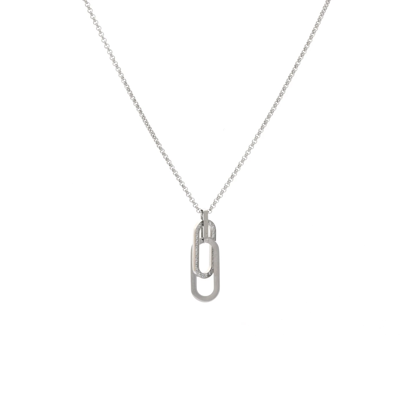 Steel necklace with pendant double GB