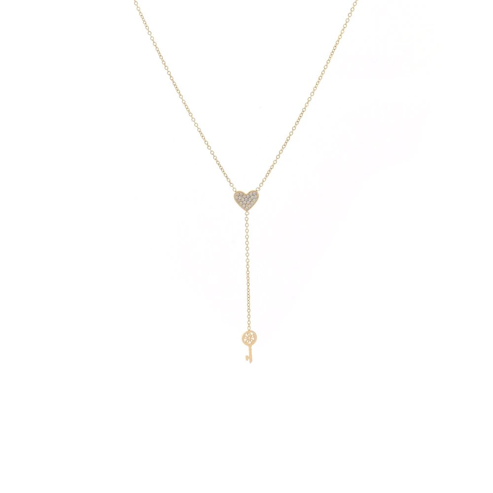 Collier en acier cœur et clé GB