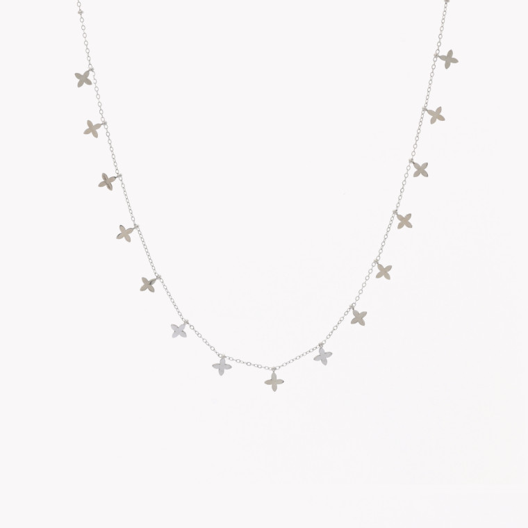 Collier en acier avec pendentifs fleur GB