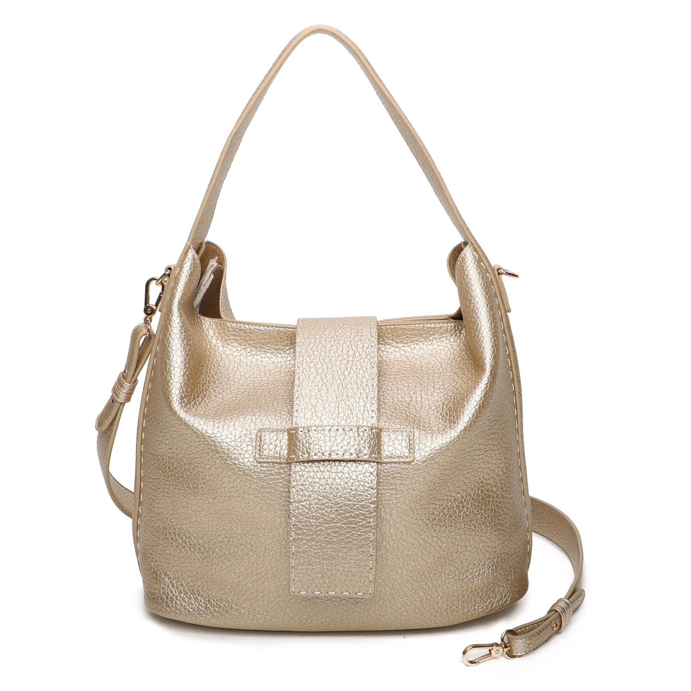 Shoulder bag with stitching and GB flap closure