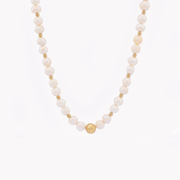 Gold plated pearls necklace bola de viana GB
