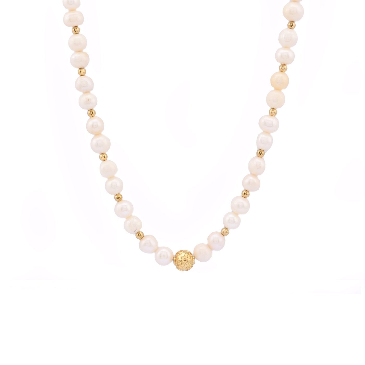 Gold plated pearls necklace bola de viana GB