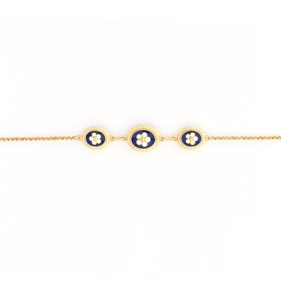 Gold plated bracelet 3 oval flowers GB