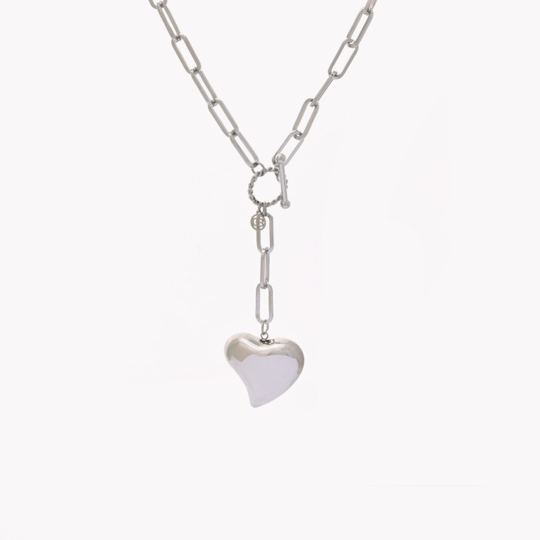 Basic steel necklace full heart GB