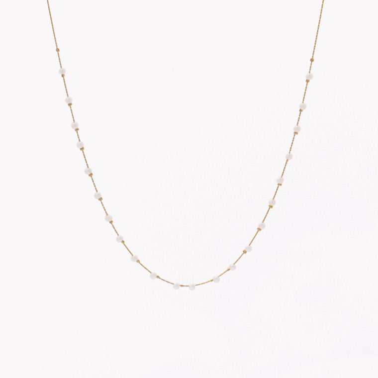 Steel necklace white stones GB