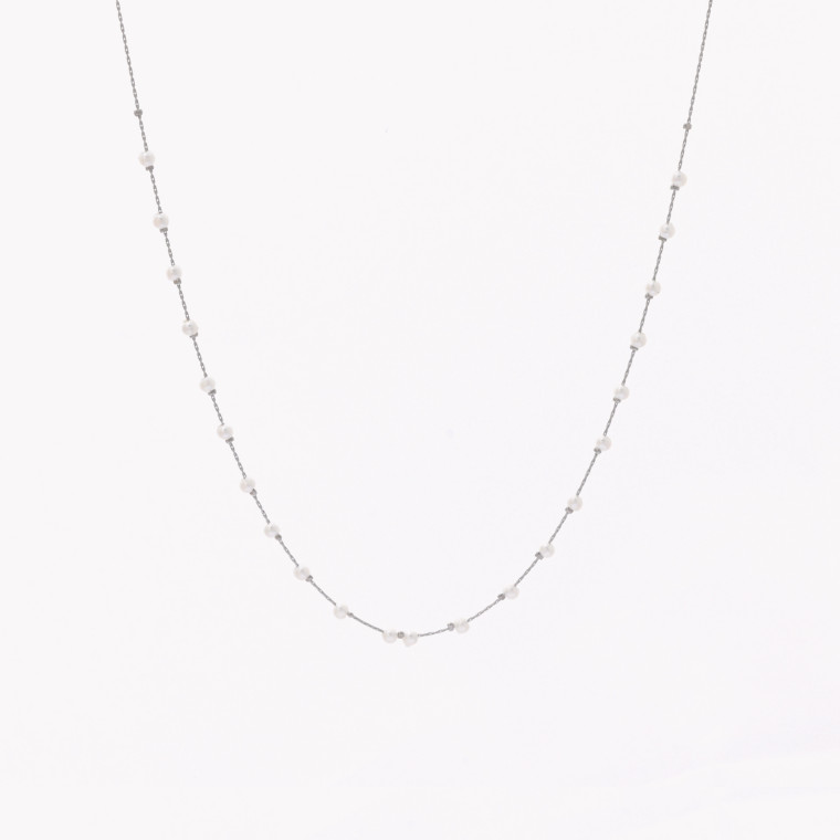 Steel necklace white stones GB