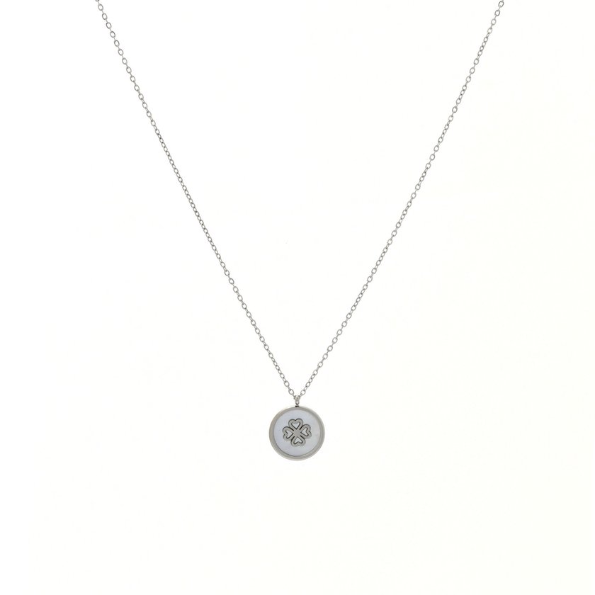 Steel necklace with clover GB