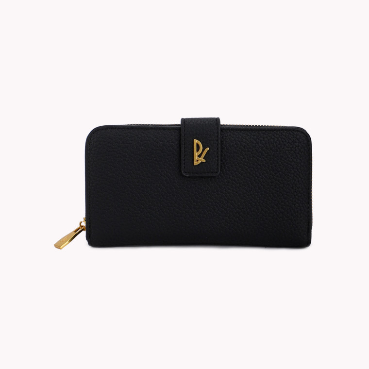Synthetic wallet with GB button closure