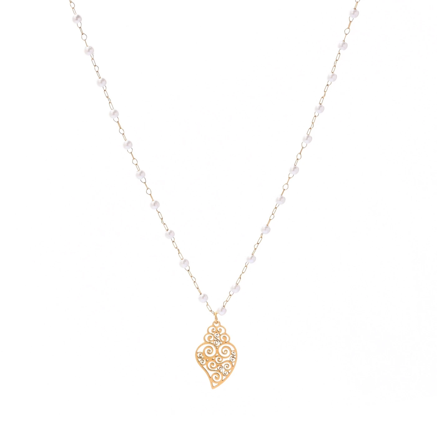 Collier de perles acier coração de viana GB