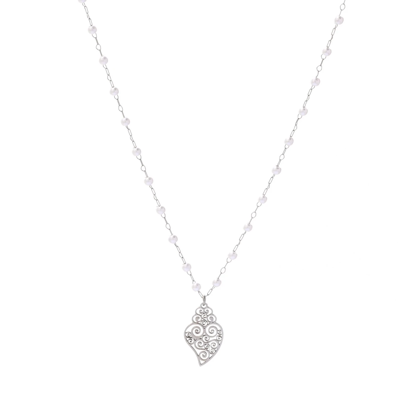 Collier de perles acier coração de viana GB