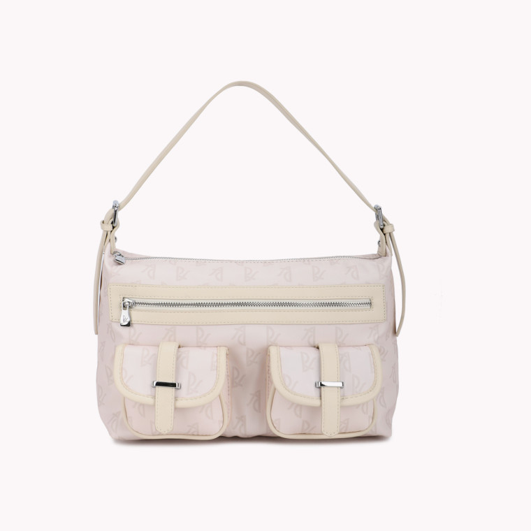Shoulder bag with external pockets with GB buckle