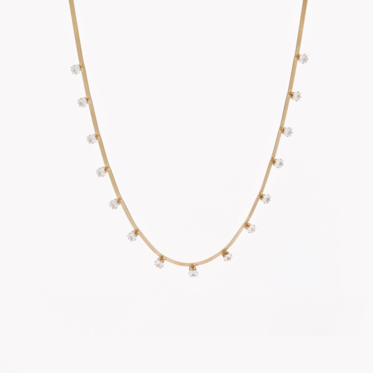 Steel choker necklace with zirconias GB