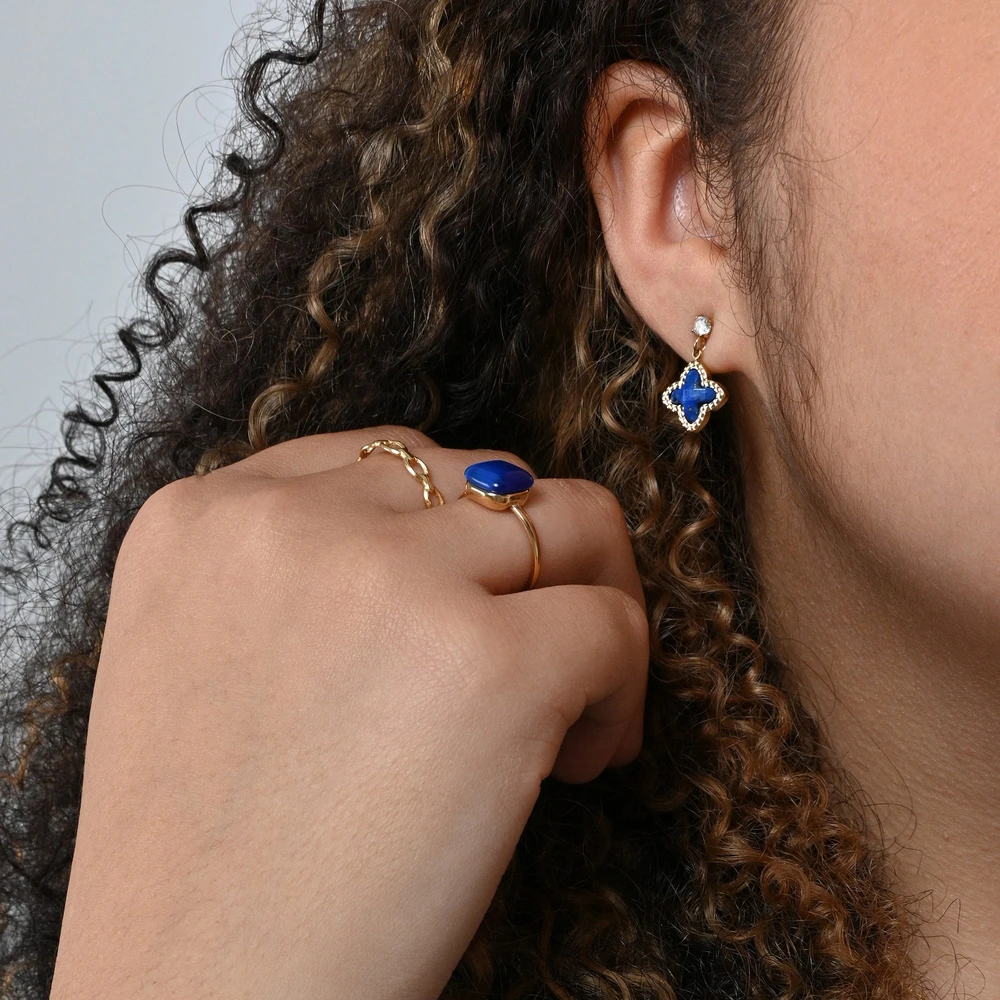 Boucles d\'oreilles pendantes en acier forme de fleur GB