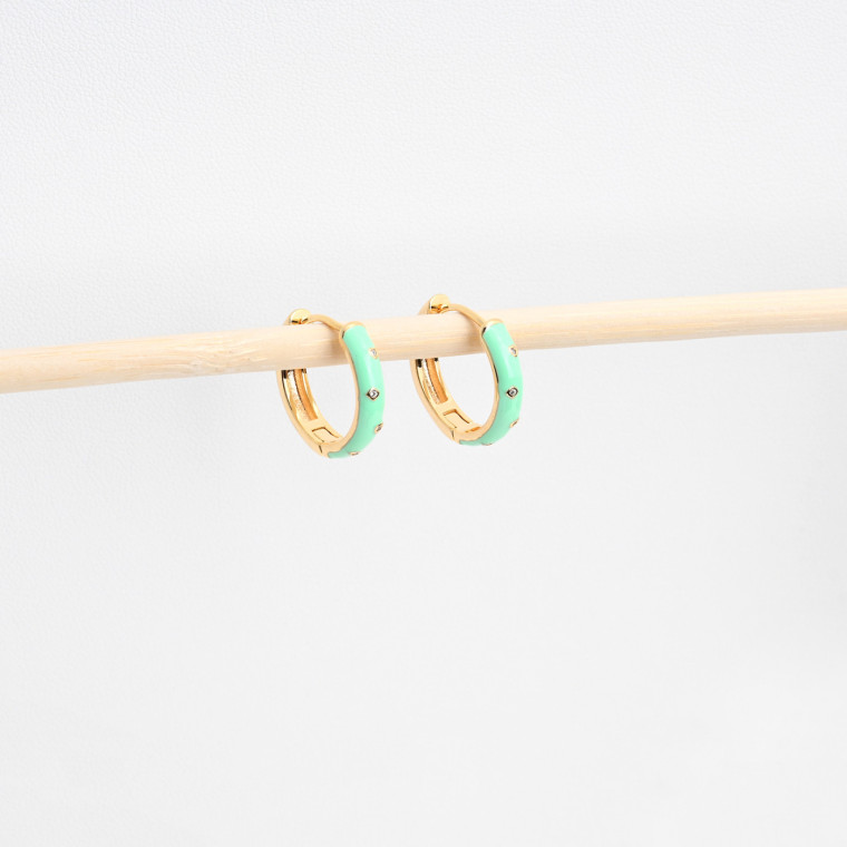 Gold plated hoops with black brilliants GB