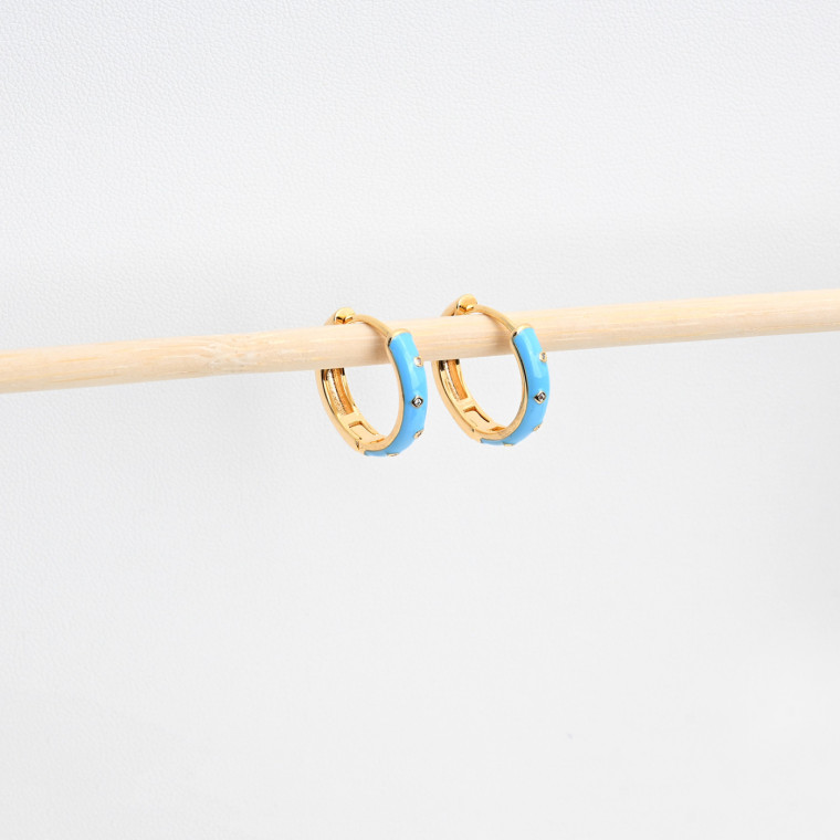 Gold plated hoops with black brilliants GB