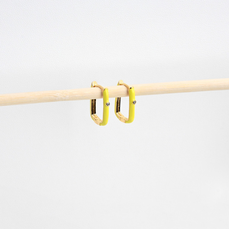 Gold plated hoops black rectangular black GB