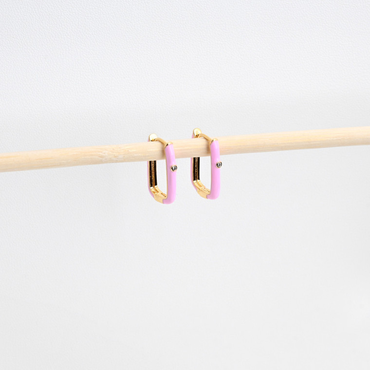 Gold plated hoops black rectangular black GB