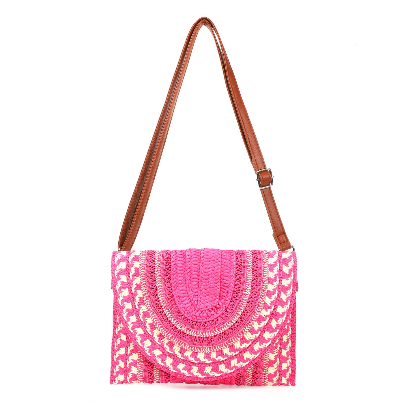 Straw shoulder bag with GB print