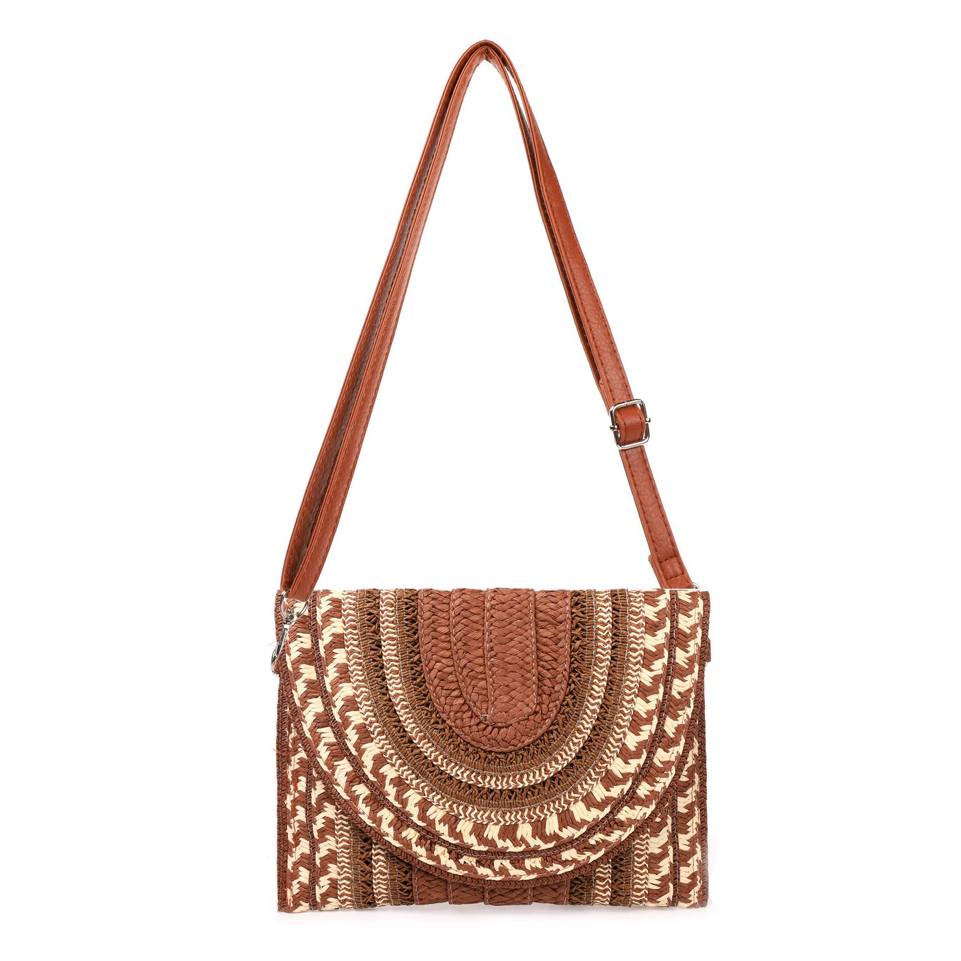 Straw shoulder bag with GB print